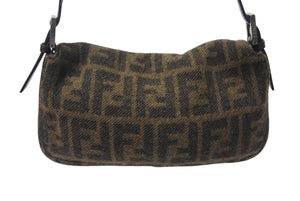 FENDI フェンディ マンマバケット ワンショルダーバッグ ズッカ柄 イタリア製 ウール ブラウン シルバー金具 美品 中古 4c075978