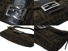 Load image into Gallery viewer, FENDI フェンディ マンマバケット ワンショルダーバッグ ズッカ柄 イタリア製 ウール ブラウン シルバー金具 美品 中古 4c075978