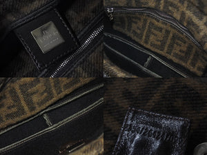 FENDI フェンディ マンマバケット ワンショルダーバッグ ズッカ柄 イタリア製 ウール ブラウン シルバー金具 美品 中古 4c075978