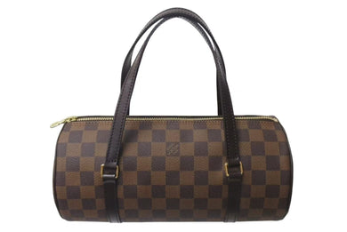 極美品 LOUIS VUITTON ルイヴィトン ハンドバッグ ドラム型 筒状 ダミエ パピヨン26 N51304 ブラウン ゴールド金具 中古 4c075980