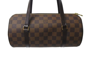 極美品 LOUIS VUITTON ルイヴィトン ハンドバッグ ドラム型 筒状 ダミエ パピヨン26 N51304 ブラウン ゴールド金具 中古 4c075980
