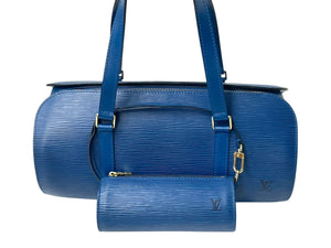 LOUIS VUITTON ルイヴィトン スフロ ハンドバッグ バレルバッグ 筒型 M52862 エピレザー ブルー ゴールド金具 美品 中古 4c075990