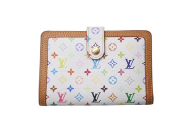 LOUIS VUITTON ルイヴィトン ポルトフォイユヴィエノワ 二つ折り財布 M92987 村上隆 ホワイト モノグラム マルチカラー PVC ヌメ革 ゴールド金具 良品 中古 075995