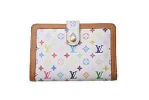 LOUIS VUITTON ルイヴィトン ポルトフォイユヴィエノワ 二つ折り財布 M92987 村上隆 ホワイト モノグラム マルチカラー PVC ヌメ革 ゴールド金具 良品 中古 075995