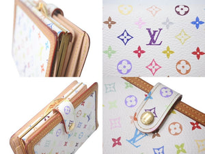 LOUIS VUITTON ルイヴィトン ポルトフォイユヴィエノワ 二つ折り財布 M92987 村上隆 ホワイト モノグラム マルチカラー PVC ヌメ革 ゴールド金具 良品 中古 075995