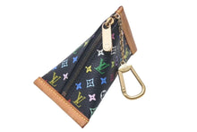 画像をギャラリービューアに読み込む, LOUIS VUITTON ルイヴィトン コインケース キーホルダー キーチャーム M58020 ブラック マルチカラー PVC レザー ゴールド金具 美品 中古 4c075996