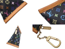 画像をギャラリービューアに読み込む, LOUIS VUITTON ルイヴィトン コインケース キーホルダー キーチャーム M58020 ブラック マルチカラー PVC レザー ゴールド金具 美品 中古 4c075996