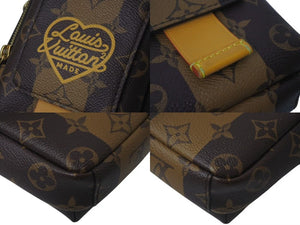 LOUIS VUITTON ルイヴィトン モノグラム ダブル フォンポーチ LVメイド ミニショルダーバッグ M81005 PVC レザー ブラウン 美品 中古 4c075997