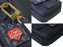 Load image into Gallery viewer, 極美品 LOUIS VUITTON ルイ ヴィトン ダブルフォンポーチ NIGOコラボ M81060 モノグラムデニム トリヨンレザー ショルダー 中古 4c075998