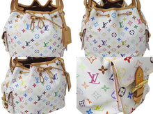 Load image into Gallery viewer, 極美品 LOUIS VUITTON ルイヴィトン プチ ノエ ショルダーバッグ M42229 モノグラム マルチカラー PVC ヌメ革 ホワイト 中古 4c076006