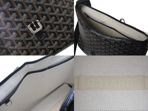 GOYARD ゴヤール カペシアン MM メッセンジャー ショルダーバッグ ゴヤールディンキャンバス シュヴロッシュカーフスキン ブラック 美品 中古 4c076007