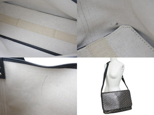 GOYARD ゴヤール カペシアン MM メッセンジャー ショルダーバッグ ゴヤールディンキャンバス シュヴロッシュカーフスキン ブラック 美品 中古 4c076007