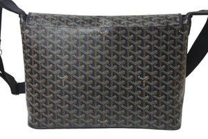 GOYARD ゴヤール カペシアン MM メッセンジャー ショルダーバッグ ゴヤールディンキャンバス シュヴロッシュカーフスキン ブラック 美品 中古 4c076007