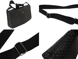 GOYARD ゴヤール カペシアン MM メッセンジャー ショルダーバッグ ゴヤールディンキャンバス シュヴロッシュカーフスキン ブラック 美品 中古 4c076007