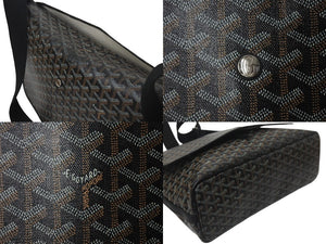 GOYARD ゴヤール カペシアン MM メッセンジャー ショルダーバッグ ゴヤールディンキャンバス シュヴロッシュカーフスキン ブラック 美品 中古 4c076007