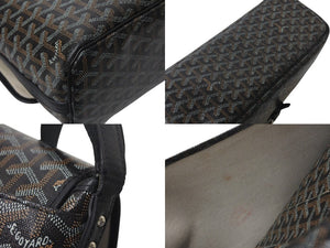 GOYARD ゴヤール カペシアン MM メッセンジャー ショルダーバッグ ゴヤールディンキャンバス シュヴロッシュカーフスキン ブラック 美品 中古 4c076007