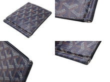 画像をギャラリービューアに読み込む, GOYARD ゴヤール 二つ折り財布 サントマ マネークリップ カードケース ネイビー PVC レザー 美品 中古 4c076010