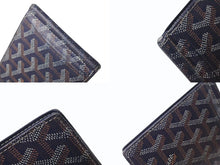 画像をギャラリービューアに読み込む, GOYARD ゴヤール 二つ折り財布 サントマ マネークリップ カードケース ネイビー PVC レザー 美品 中古 4c076010