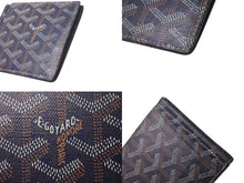 画像をギャラリービューアに読み込む, GOYARD ゴヤール 二つ折り財布 サントマ マネークリップ カードケース ネイビー PVC レザー 美品 中古 4c076010