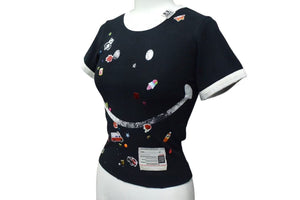 新品未使用 Maison MIHARA YASUHIRO メゾンミハラヤスヒロ スマイリーフェイス 半袖Tシャツ B14TS602 サイズ36 ブラック 中古 4c076023