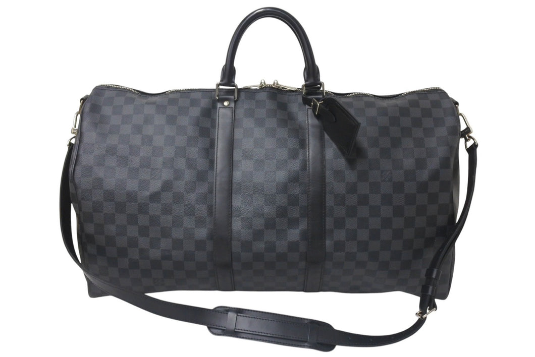 LOUIS VUITTON ルイヴィトン キーポル バンドリエール55 ボストンバッグ N41413 ダミエグラフィット ブラック 美品 中古 4c076029