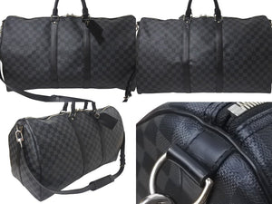 LOUIS VUITTON ルイヴィトン キーポル バンドリエール55 ボストンバッグ N41413 ダミエグラフィット ブラック 美品 中古 4c076029