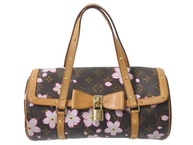 LOUIS VUITTON ルイヴィトン モノグラム チェリーブロッサム パピヨン ハンドバッグ ブラウン 村上隆 フラワー M92009 美品 中古 4c076036
