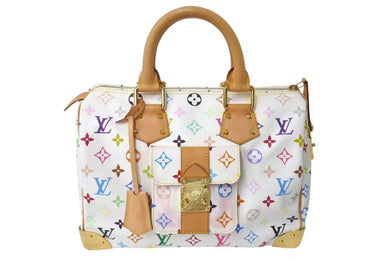 極美品 LOUIS VUITTON ルイヴィトン スピーディ30 ハンドバッグ M92643 モノグラム マルチカラー 村上隆 ホワイト中古 4c076040
