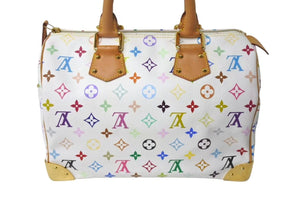 極美品 LOUIS VUITTON ルイヴィトン スピーディ30 ハンドバッグ M92643 モノグラム マルチカラー 村上隆 ホワイト中古 4c076040