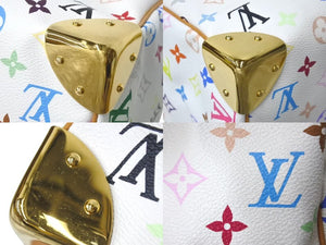 極美品 LOUIS VUITTON ルイヴィトン スピーディ30 ハンドバッグ M92643 モノグラム マルチカラー 村上隆 ホワイト中古 4c076040