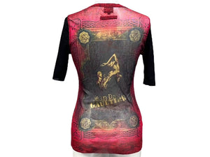 JEAN PAUL GAULTIER ジャンポールゴルチエ パワーネット 半袖Ｔシャツ レッド ナイロン サイズ 40 中古 4c076041