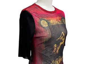 JEAN PAUL GAULTIER ジャンポールゴルチエ パワーネット 半袖Ｔシャツ レッド ナイロン サイズ 40 中古 4c076041