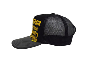 未使用 KAPITAL キャピタル キャップ DENIM REPAIR SERVICEpt トラックキャップ ポリエステル ナイロン 黒 黄色 中古 4c076043 