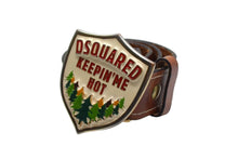 Load image into Gallery viewer, DSQUARED2 ディースクエアード KEEPIN ME HOT ベルト バックルプレート イタリア製 ブラウン レザー 美品 中古 4c076047