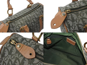 Christian Dior クリスチャンディオール ミニボストンバッグ トロッター柄 カーキ系 キャンバス レザー PZ0601 美品 中古 4c076049