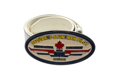DSQUARED2 ディースクエアード STUNTMAN PILOT ベルト プレートバックル イタリア製 サイズS ホワイト レザー 美品 中古 4c076051