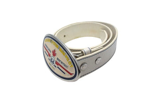 DSQUARED2 ディースクエアード STUNTMAN PILOT ベルト プレートバックル イタリア製 サイズS ホワイト レザー 美品 中古 4c076051