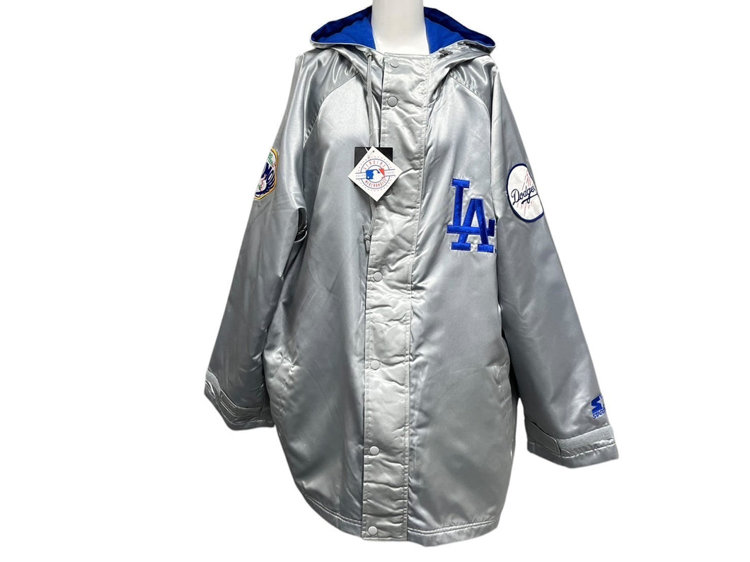 未使用タグ付き 90s MLB ロサンゼルスドジャース STARTER ベンチコート 野茂茂雄 サイズM シルバー ブルー 中古 4c076053