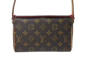 極美品 LOUIS VUITTON ルイヴィトン ハンドバッグ レシタル モノグラムキャンバス M51900 ゴールド金具 ブラウン 中古 4c076068