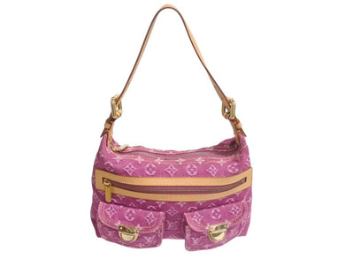 極美品 LOUIS VUITTON ルイヴィトン バギーPM ワンショルダーバッグ M95212 モノグラム デニム レザー ピンク 中古 4c076070