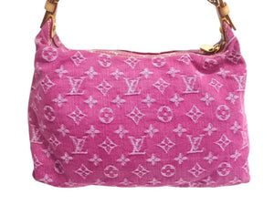 極美品 LOUIS VUITTON ルイヴィトン バギーPM ワンショルダーバッグ M95212 モノグラム デニム レザー ピンク 中古 4c076070