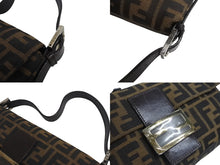 Load image into Gallery viewer, FENDI フェンディ マンマバケット ワンショルダーバッグ ズッカ柄 コットンキャンバス レザー ブラウン シルバー金具 美品 中古 4c076072