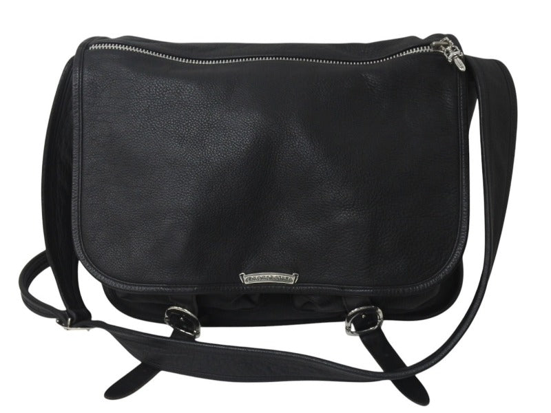 CHROME HEARTS クロムハーツ ソフト ショルダー メッセンジャー バッグ レザー ブラック 美品 中古 4c076082