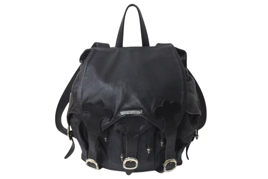 CHROME HEARTS クロムハーツ BSフレア バックパック リュック ガンスリンガー レザー シルバー925 ブラック 美品 中古 4c076086
