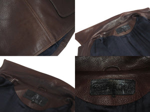 極美品 CHROME HEARTS クロムハーツ 初期 レザーカバーオールジャケット サイズM クロスボール シルバー925 ブラウン 中古 4c076087