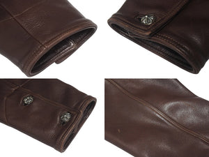 極美品 CHROME HEARTS クロムハーツ 初期 レザーカバーオールジャケット サイズM クロスボール シルバー925 ブラウン 中古 4c076087