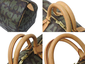 極美品 LOUIS VUITTON ルイヴィトン モノグラム グラフィティ キーポル50 M92196 ブラウン カーキ ゴールド金具 中古 4c076091