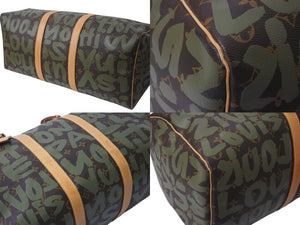 極美品 LOUIS VUITTON ルイヴィトン モノグラム グラフィティ キーポル50 M92196 ブラウン カーキ ゴールド金具 中古 4c076091