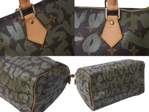 極美品 LOUIS VUITTON ルイヴィトン ハンドバッグ スピーディ30 モノグラムグラフィティ カーキ M92194 ゴールド金具 中古 4c076092