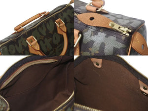 極美品 LOUIS VUITTON ルイヴィトン ハンドバッグ スピーディ30 モノグラムグラフィティ カーキ M92194 ゴールド金具 中古 4c076092
